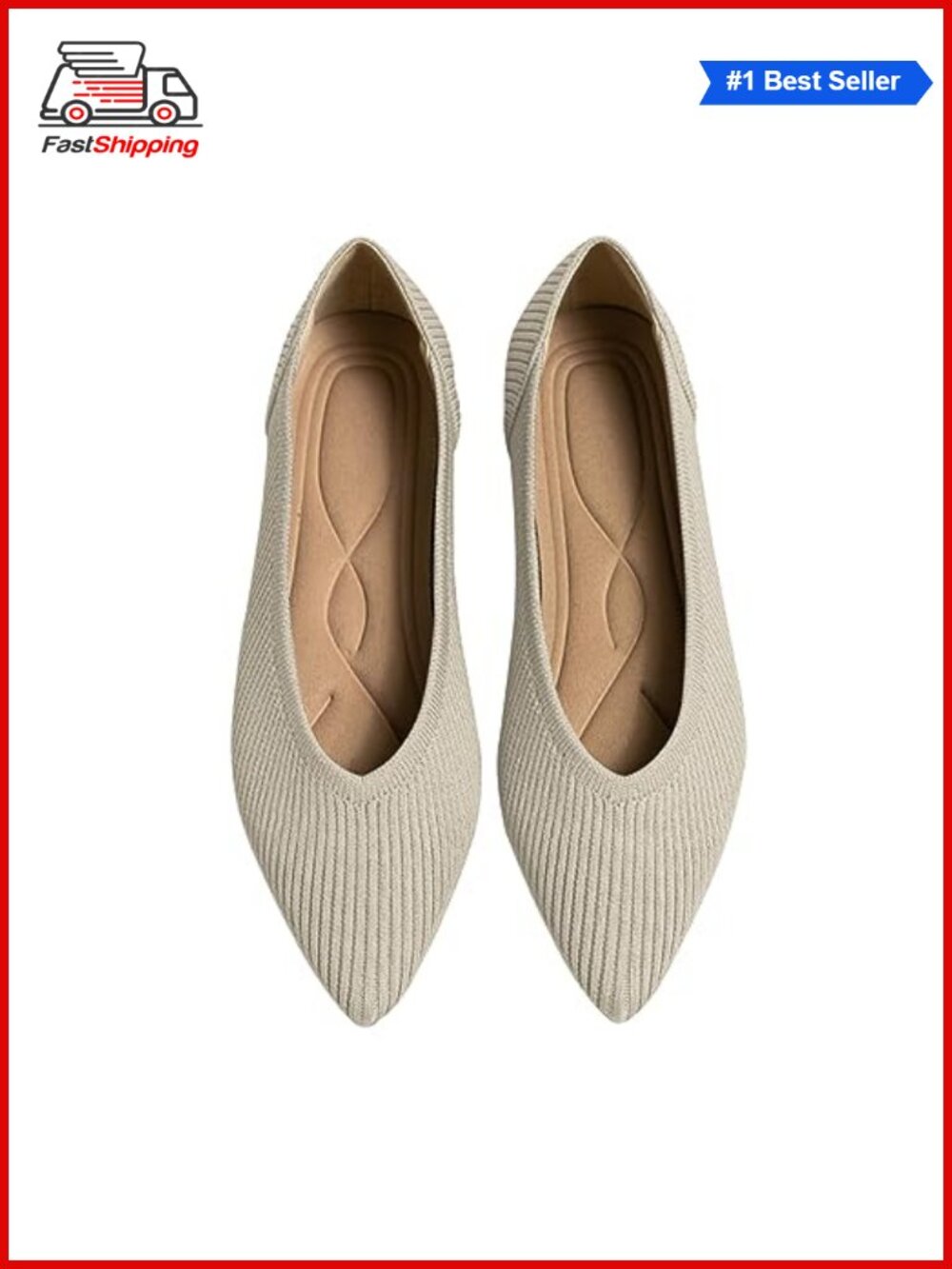 ✨ Women's Pointed Toe Knit Ballet Flats Comfortable Slip On Dressy Flat Shoes